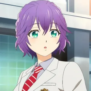 🙂 ragazza anime, capelli viola, uniforme scolastica, carina, cartone animato, personaggio, ritratto telegram sticker