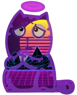 🥺 кот, вейпорвейв, ретро, синтвейв, 80-е, дизайн, искусство whatsapp sticker