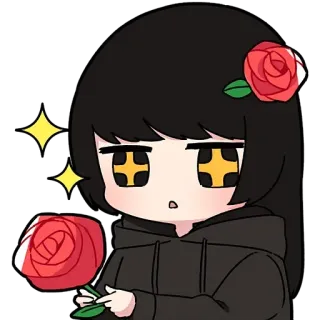 💐 cute, anime, rose, flower, girl, chibi telegram sticker
