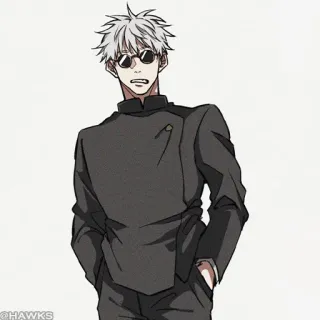 🤨 Gojo Satoru Jujutsu Kaisen Anime, Gojo Satoru, Jujutsu Kaisen, Personnage, Lunettes, Cheveux Blancs, Costume telegram sticker