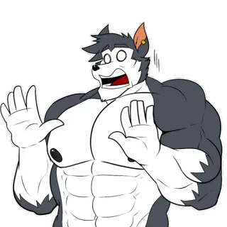 😱 Furry, Lupo, Muscoloso, Spaventato, Cartone animato, Antro telegram sticker