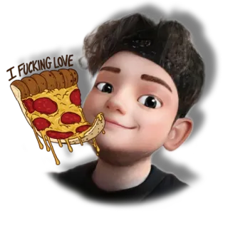 🍕 FUCKING LOVE pizza, food, love, cartoon, fun, boy telegram sticker
