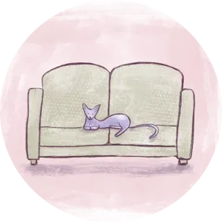 🛋 cat, couch, animal, pet, furniture, relaxation, domestic animal whatsapp sticker