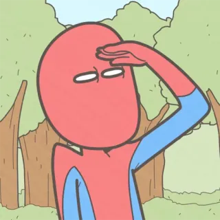 🤔 Cartoon, Figur, Rot, Blau, Salut, Gruß, Handbewegung telegram sticker