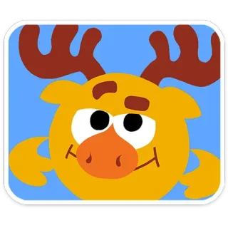 🤩 cartone animato, alce, animale, adesivo, carino, corna, giallo, arancione telegram sticker