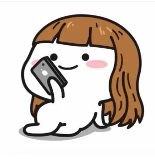 📱 dessin animé, mignon, fille, téléphone telegram sticker