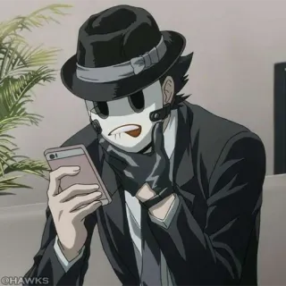 🌐 Anime, Personnage, Masque, Costume, Fédora, Téléphone telegram sticker