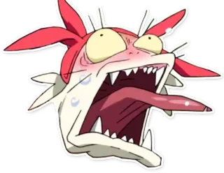 😖 Cartone animato, Divertente, Esagerato, Stupido, Personaggio, Espressione telegram sticker