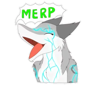 😀 MERP loup, dessin animé, animal, furry, joyeux, expression, mignon whatsapp sticker