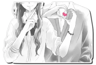 ❤ Anime, Casal, Amor, Coração, Relacionamento telegram sticker