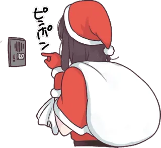 🎅 ピンドン рождество, дед мороз, аниме, манга, дверной звонок whatsapp sticker