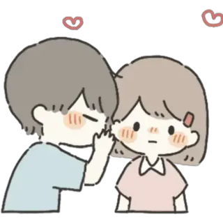 👥 Мультфильм, Милый, Пара, Любовь, Отношения, Шепот telegram sticker