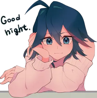 😴 Good night. Anime, Dziewczyna, Dobranoc, Sen, Słodkie telegram sticker