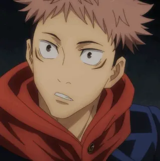 🎱 Yuji Itadori Jujutsu Kaisen Anime, Manga, Hoodie merah, Protagonis, Penyihir telegram sticker