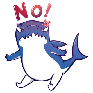 😑 No! サメ, 怒り, 漫画, いいえ, イラスト, 絵文字 telegram sticker