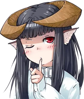 🤔 Anime, Demonio, Chica monstruo, Cuernos, Lindo, Guiño, Shhh, Secreto whatsapp sticker