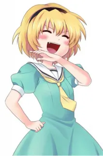 😂 garota anime, desenho animado, sorrindo, fofa, cabelo loiro telegram sticker