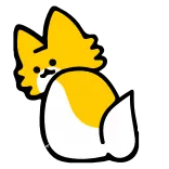 👀 สุนัขจิ้งจอก, สัตว์, น่ารัก, การ์ตูน, สีเหลือง, สีขาว telegram sticker