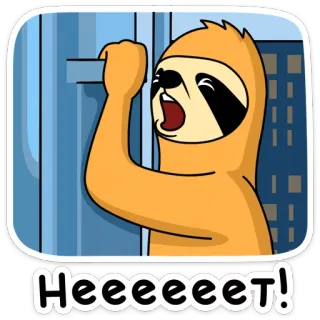 😣 Heeeeet! bicho-preguiça, desenho animado, animal, engraçado, fofo whatsapp sticker