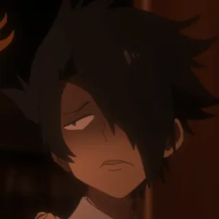 🥵 Ray The Promised Neverland Anime, Manga, The Promised Neverland, Ray, Postać, Wyraz twarzy telegram sticker
