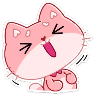 😂 кот, котенок, милый, розовый, мультик, животное, стикер telegram sticker