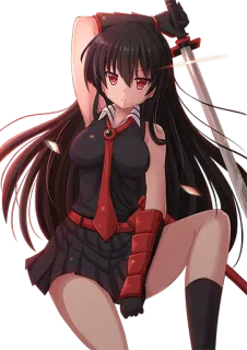 😏 Akame Akame ga Kill! Anime, Zwaard, Vechter, Meisje, Akame, Rood, Zwart haar telegram sticker