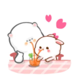 💗 niedźwiedź, królik, miłość, napój, serca, słodki whatsapp sticker