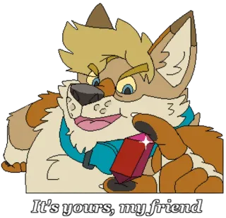 💵 It's yours, my friend anthro, furry, gem, offering, friendship telegram sticker