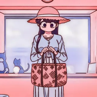 ⛓ Komi Shouko Komi Can't Communicate Anime, Komi Can't Communicate, Komi Shouko, Estudiante, Sombrero, Bolso telegram sticker