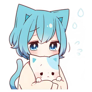 😔 แมว, อนิเมะ, คาวาอิ, น่ารัก, ภาพประกอบ, ตัวละคร, การ์ตูน telegram sticker