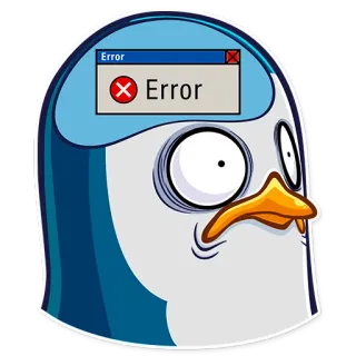 ❌ Error errore, pinguino, cartone animato, divertente whatsapp sticker