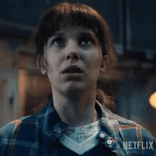 🤨 Eleven Stranger Things Eleven, Stranger Things, Millie Bobby Brown, Netflix, Fiksi ilmiah, Horor, Supranatural whatsapp sticker