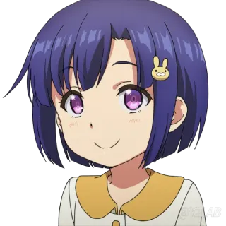 😊 anime, garota, cabelo roxo, fofa, adesivo telegram sticker