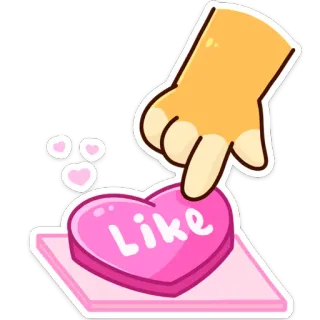 👍 Like Gostar, Coração, Mão, Botão, Aprovação, Amor telegram sticker