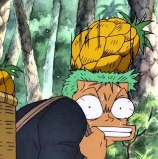 🌽 Zoro One Piece anime, one piece, zoro, pineapple, funny, expression telegram sticker