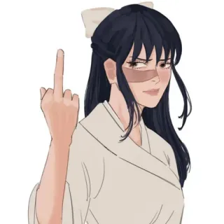 🖕 doigt d'honneur, geste offensant, femme, style anime telegram sticker
