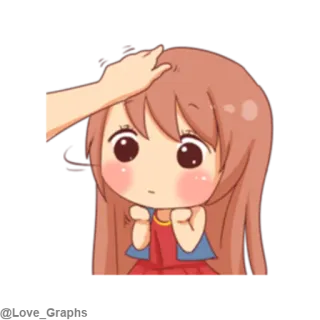 😳 Anime, Dibujo animado, Lindo, Chica, Acariciar, Cabeza, Kawaii telegram sticker