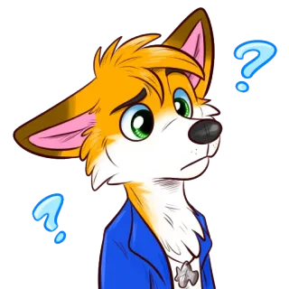 ❓ raposa, furry, pergunta, confuso, desenho animado, animal, mamífero telegram sticker