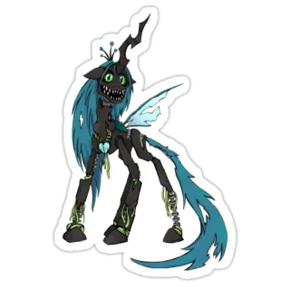 😏 Queen Chrysalis My Little Pony mlp, queen chrysalis, cartoon, villain, monster, pony, sticker telegram sticker