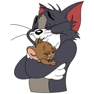 🤗 Tom & Jerry cartone animato, amicizia, gatto, topo, abbraccio telegram sticker