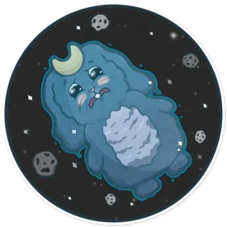 ❄ กระต่าย, พระจันทร์, อวกาศ, ดาว, น่ารัก, การ์ตูน, สีน้ำเงิน whatsapp sticker