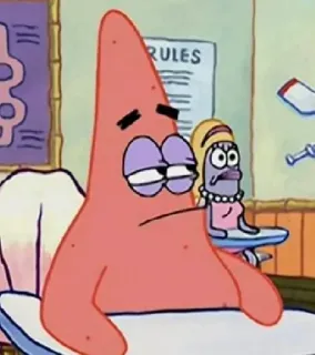 👀 Patrick Star Spongebob Squarepants RULES patrick stella, spongebob, annoiato, cartone animato, nickelodeon, divertente, stella marina telegram sticker