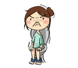 🚽 WC, arrabbiato, cartone animato, donna, dispiaciuta, stressata whatsapp sticker