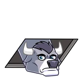 😐 만화, 동물, 황소, 회색, 스티커, 얼굴 telegram sticker