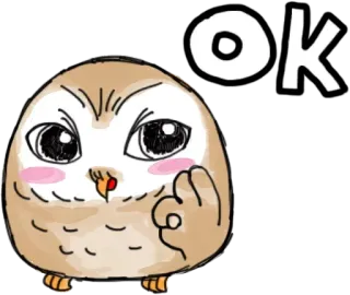 😥 OK сова, ок, одобрение, милый, животное telegram sticker