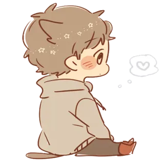 🐱 carino, ragazzo, kawaii, orecchie da gatto, anime, seduto telegram sticker