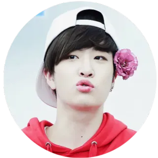 😘 orang, pria, potret, korea, topi, bunga, imut telegram sticker