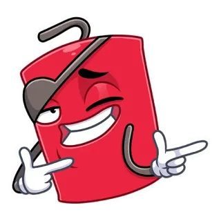 😉 vermelho, pirata, piscando, apontando, desenho animado, personagem whatsapp sticker