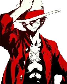 😌 Monkey D. Luffy One Piece Animé, One Piece, Luffy, Pirate, Chapeau de paille, Dessin animé, Manga telegram sticker