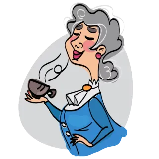 ☕️ donna, cartone animato, tè, caffè, vintage, aristocratico whatsapp sticker